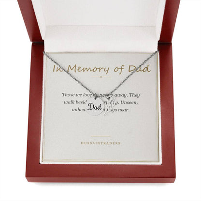 Necklace and card in the mahogany luxury box | Memorial Necklace for Dad