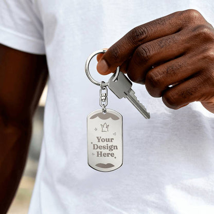 Man holding the dog tag keychain | Engraved Dog Tag Keychain