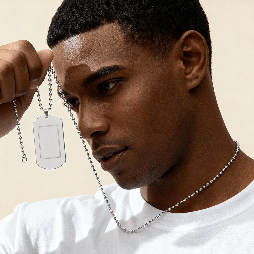 Personalized Engraved Dog Tag Necklace — Custom Name for Him