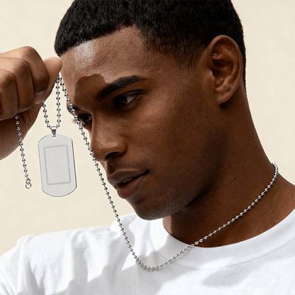 Personalized Engraved Dog Tag Necklace — Custom Name for Him