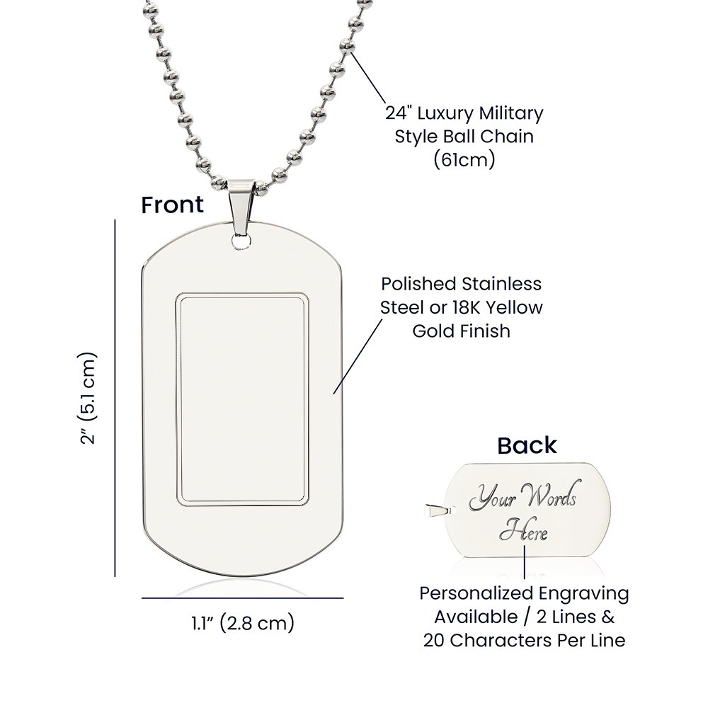 Personalized Engraved Dog Tag Necklace — Custom Name for Him