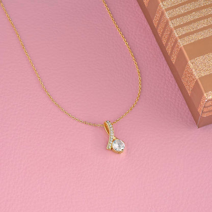 Yellow gold finish pendant on a pink background | Proud Mom Necklace