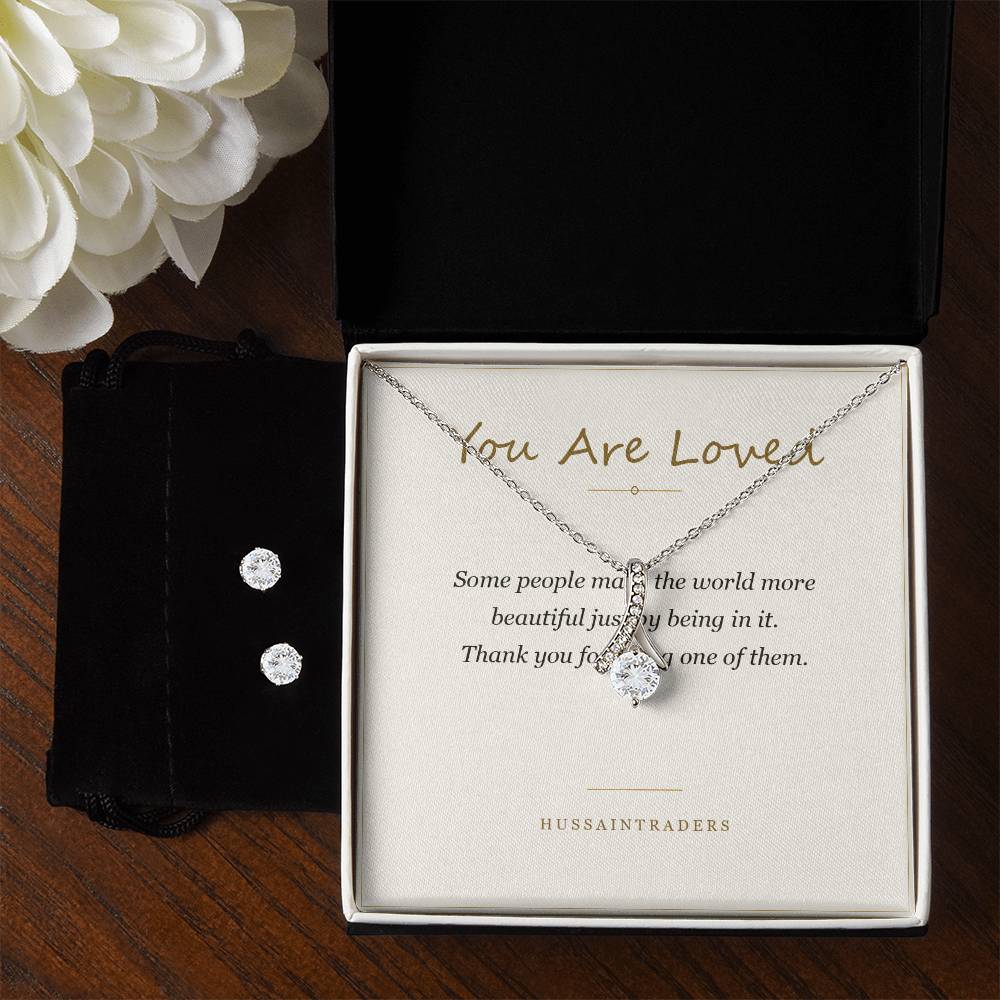 Alluring Beauty set and card in a black gift box | Alluring Beauty Necklace and Earring Set