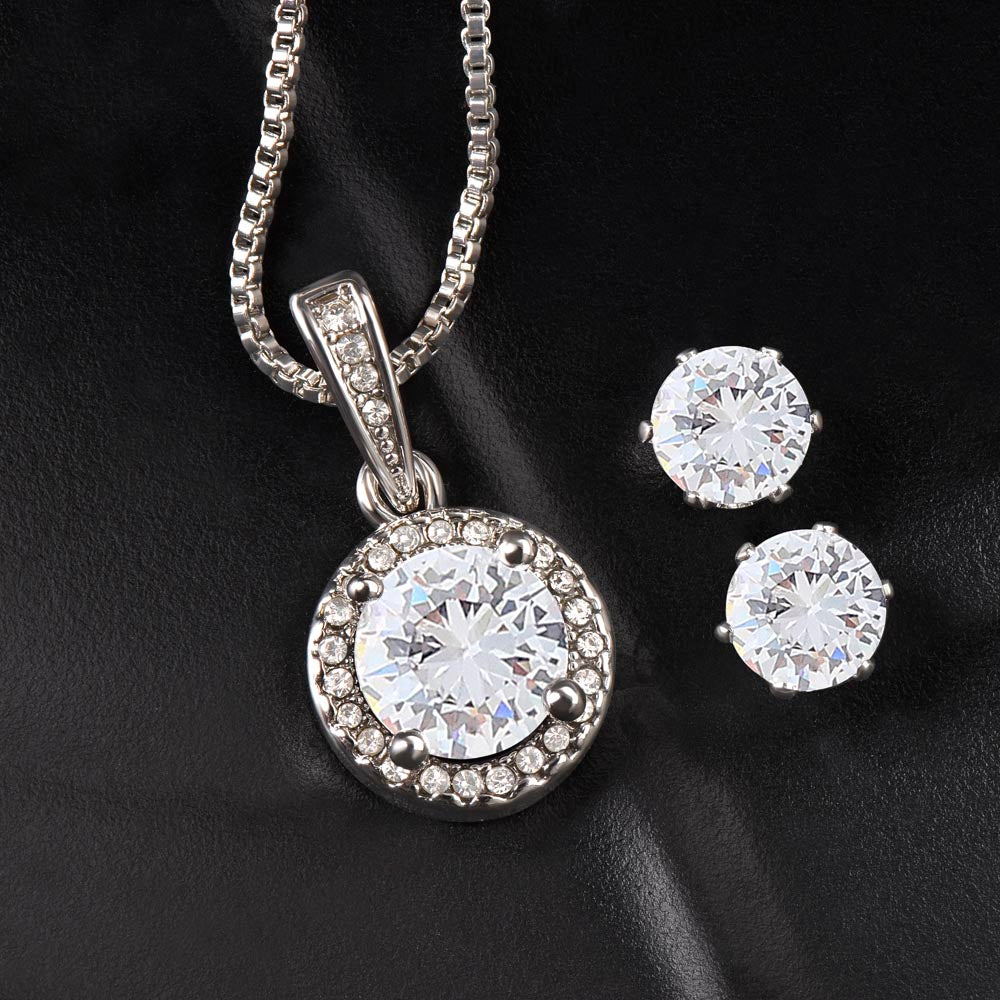 Eternal Hope pendant and stud earrings on a black background | Eternal Hope Necklace and Earring Set