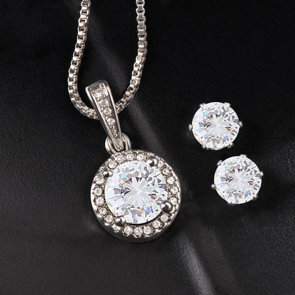 Eternal Hope pendant and stud earrings on a black background | Eternal Hope Necklace and Earring Set