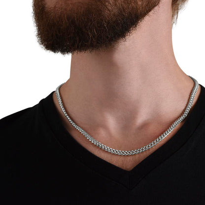 Man in a black tee wearing the steel Cuban chain | Cuban Link Chain