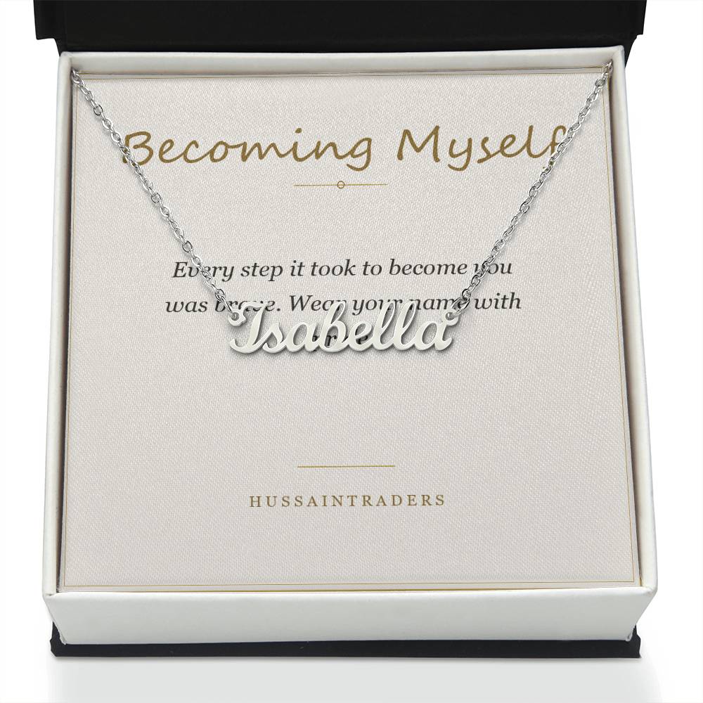 Becoming Myself card with the name necklace | Chosen Name Necklace