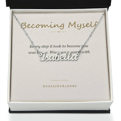 Becoming Myself card with the name necklace | Chosen Name Necklace