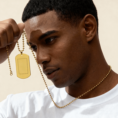 Personalized Engraved Dog Tag Necklace — Custom Name for Him