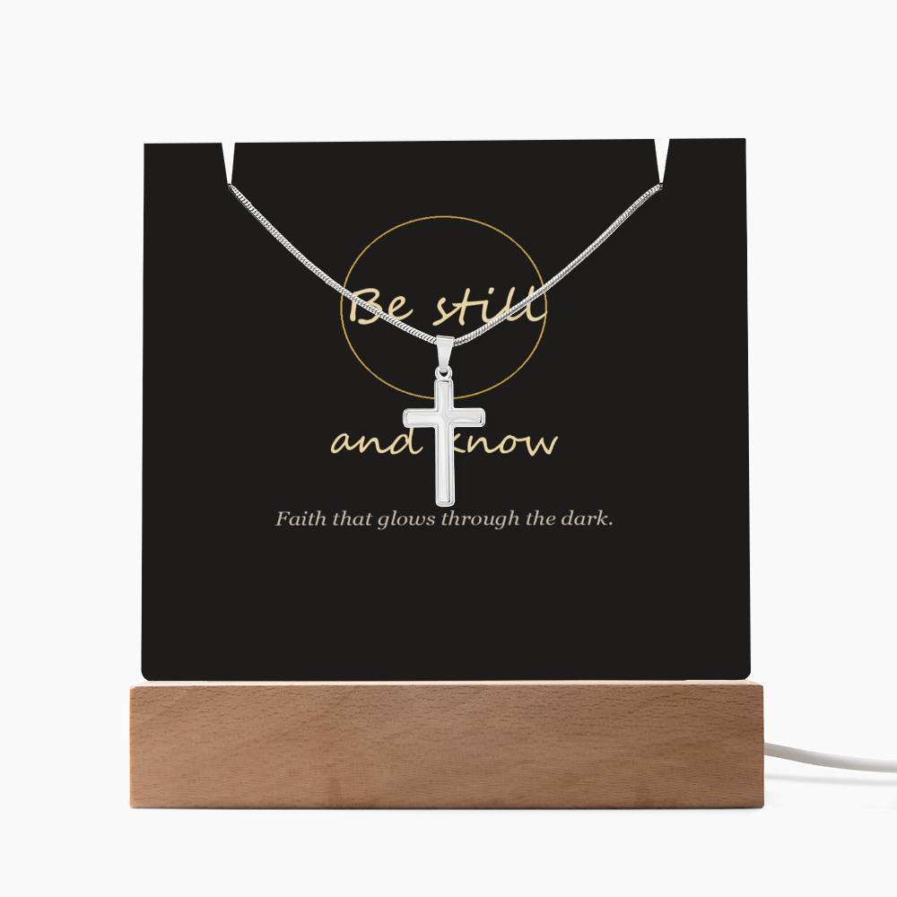 Be Still Keepsake Light & Cross Necklace