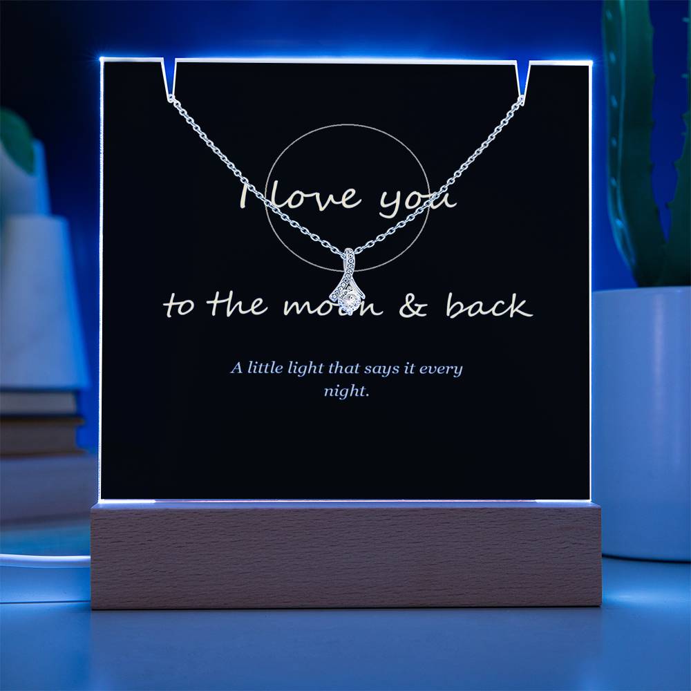 Keepsake light glowing blue | To the Moon & Back Keepsake Light & Necklace