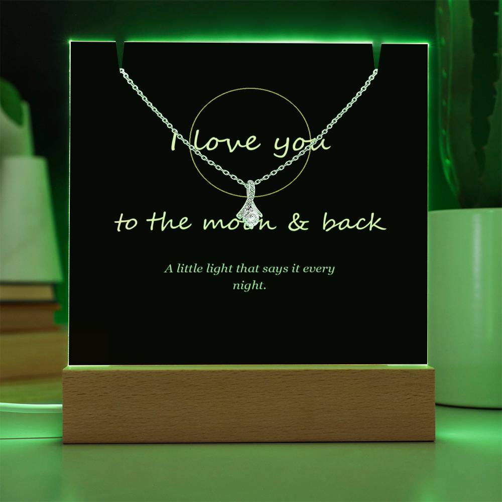 Keepsake light glowing green | To the Moon & Back Keepsake Light & Necklace