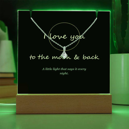 Keepsake light glowing green | To the Moon & Back Keepsake Light & Necklace