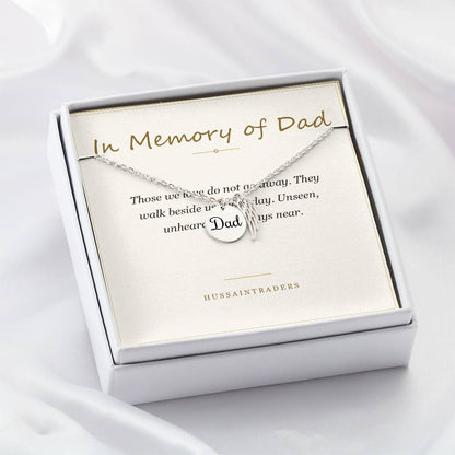 Boxed silver necklace on its In Memory of Dad card | Memorial Necklace for Dad