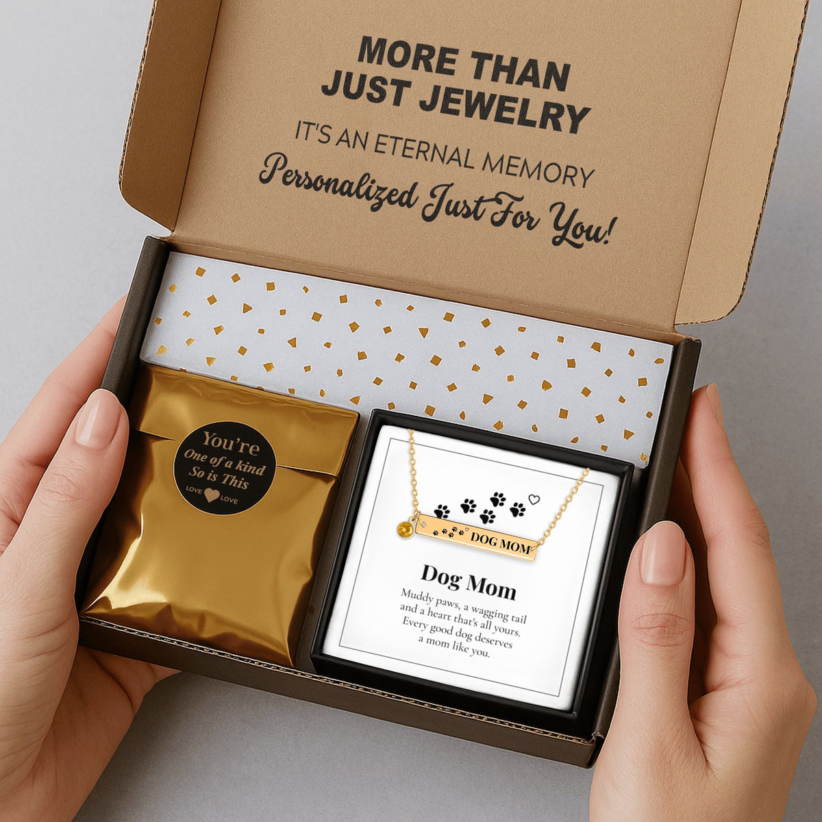 Dog Mom necklace gift packaging