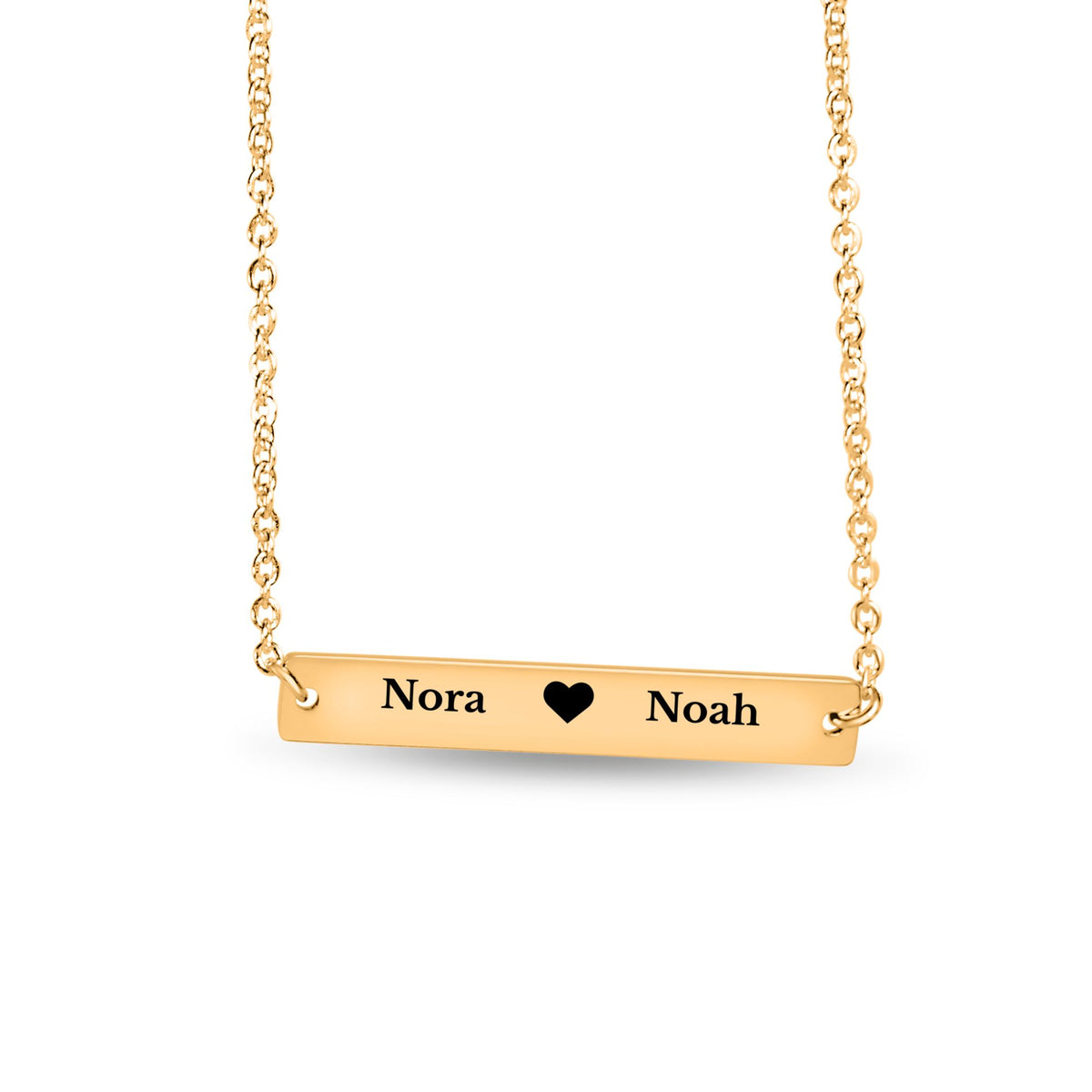 Two Names Heart Bar Necklace, Personalized Couples Gift