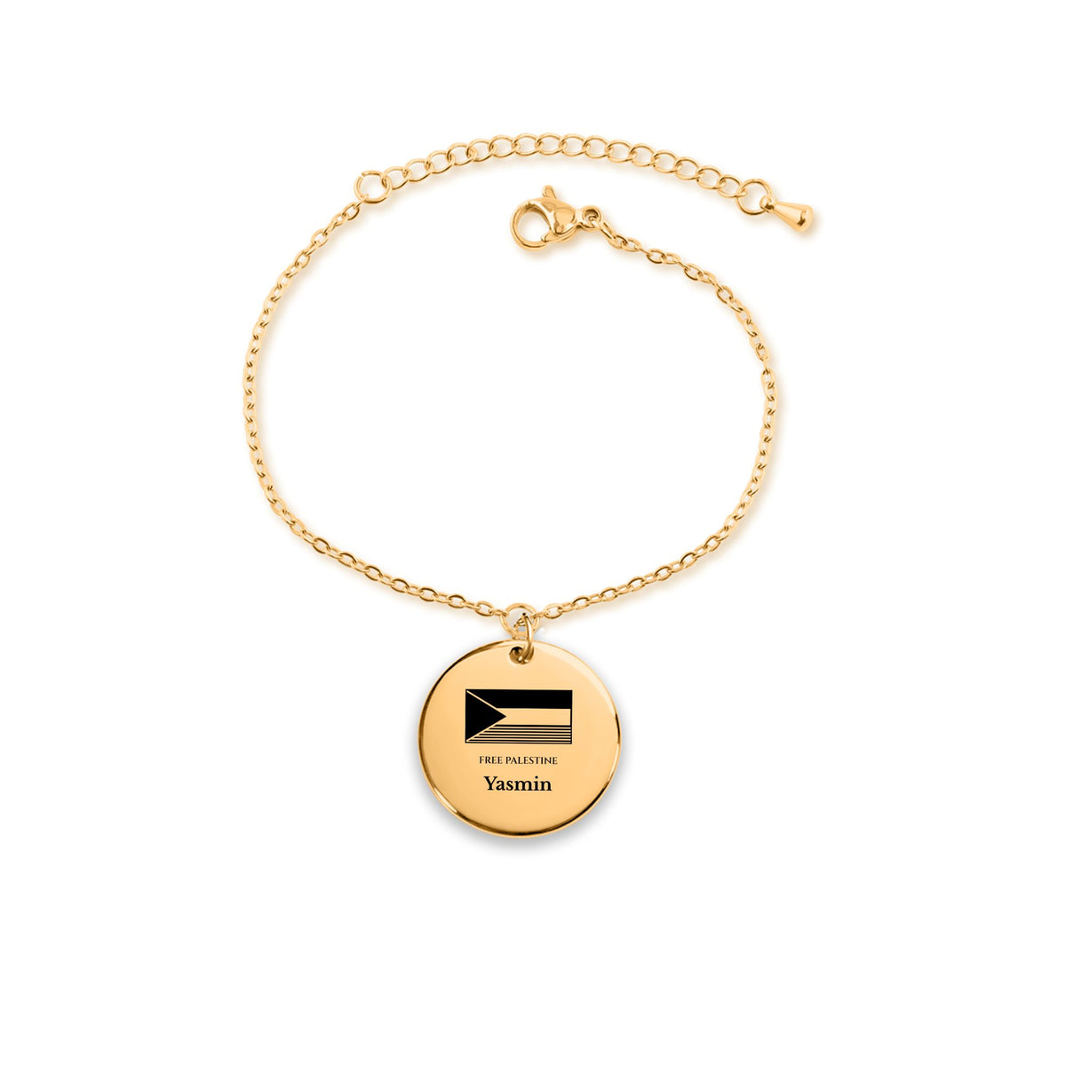 Free Palestine Flag Name Coin Bracelet, Personalized