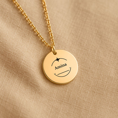 North Star Name Coin Necklace, Personalized Graduation Gift