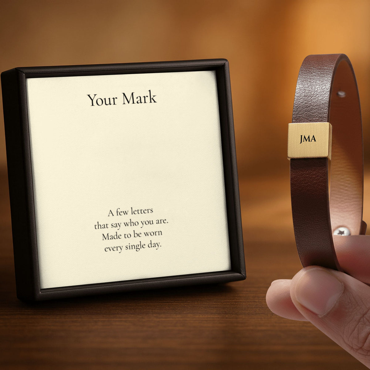 Custom Initials Leather Bracelet for Men, Personalized Gift