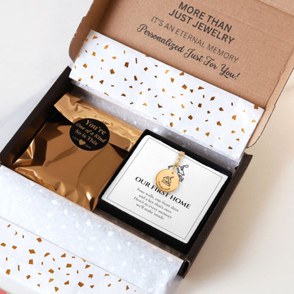 Our First Home keychain gift packaging