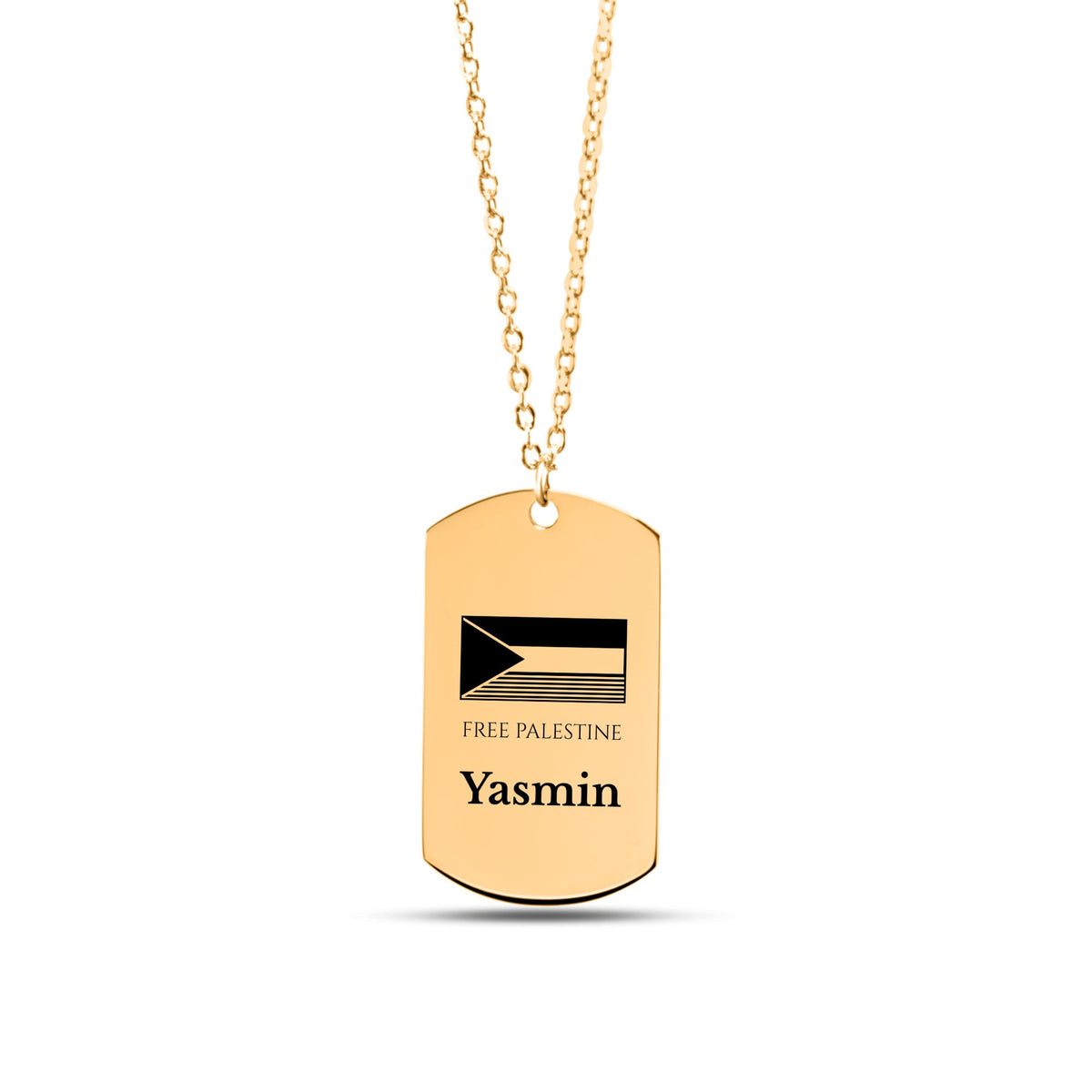 Free Palestine Flag Name Tag Necklace, Personalized