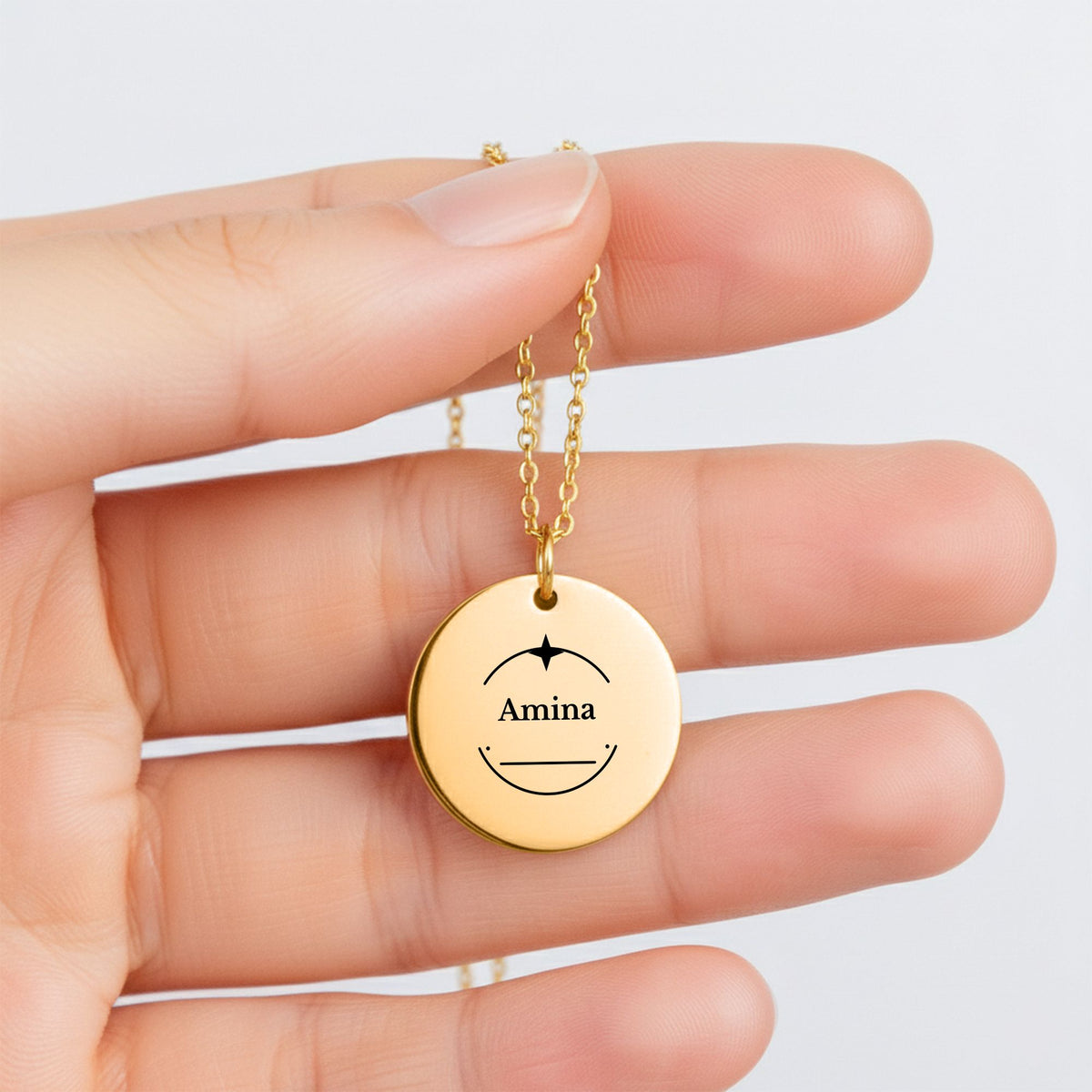 North Star Name Coin Necklace, Personalized Graduation Gift