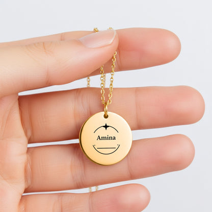 North Star Name Coin Necklace, Personalized Graduation Gift