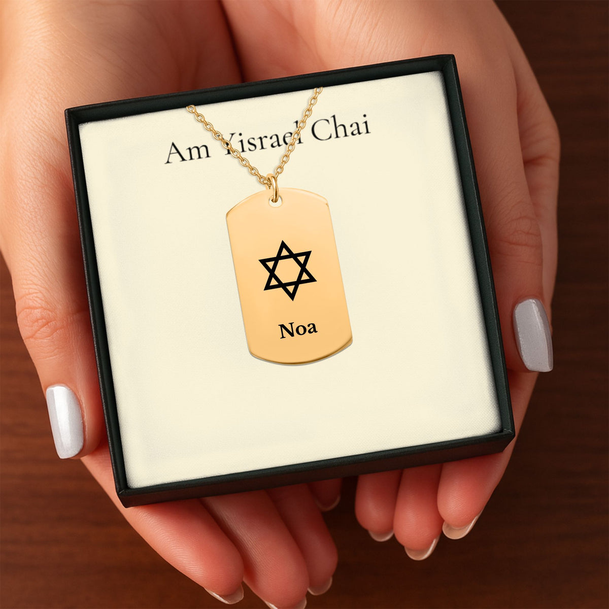 Star of David Name Tag Necklace, Personalized Jewish Gift