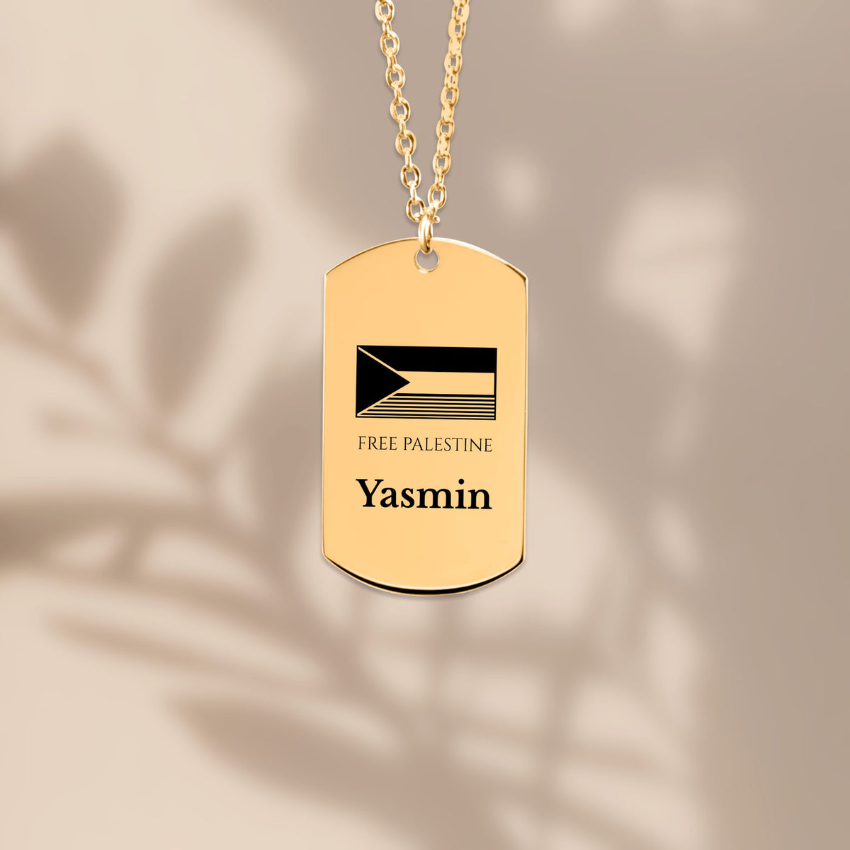 Free Palestine Flag Name Tag Necklace, Personalized