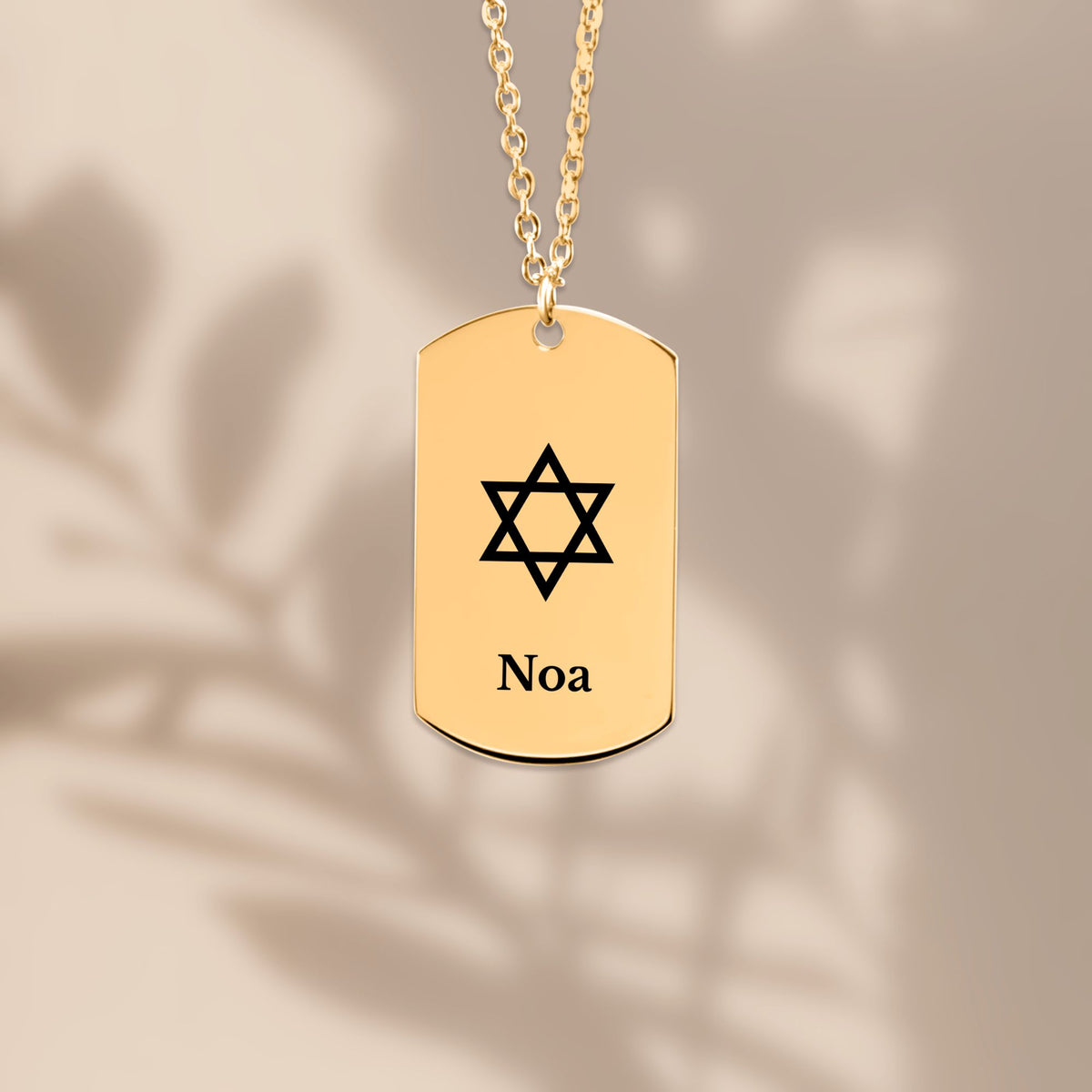 Star of David Name Tag Necklace, Personalized Jewish Gift