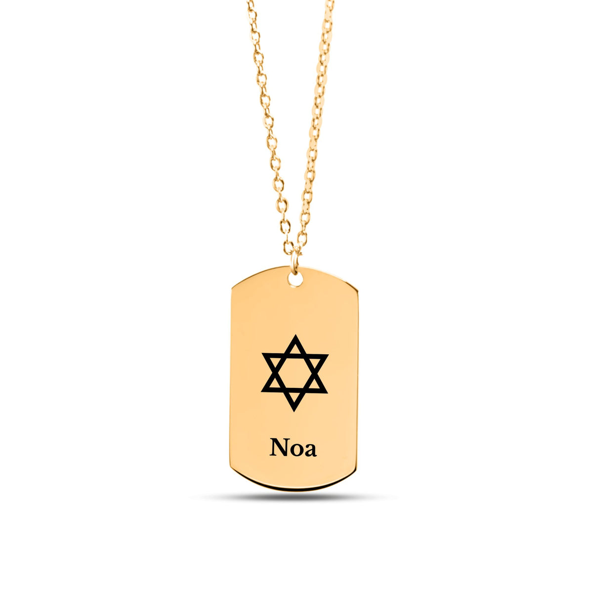 Star of David Name Tag Necklace, Personalized Jewish Gift