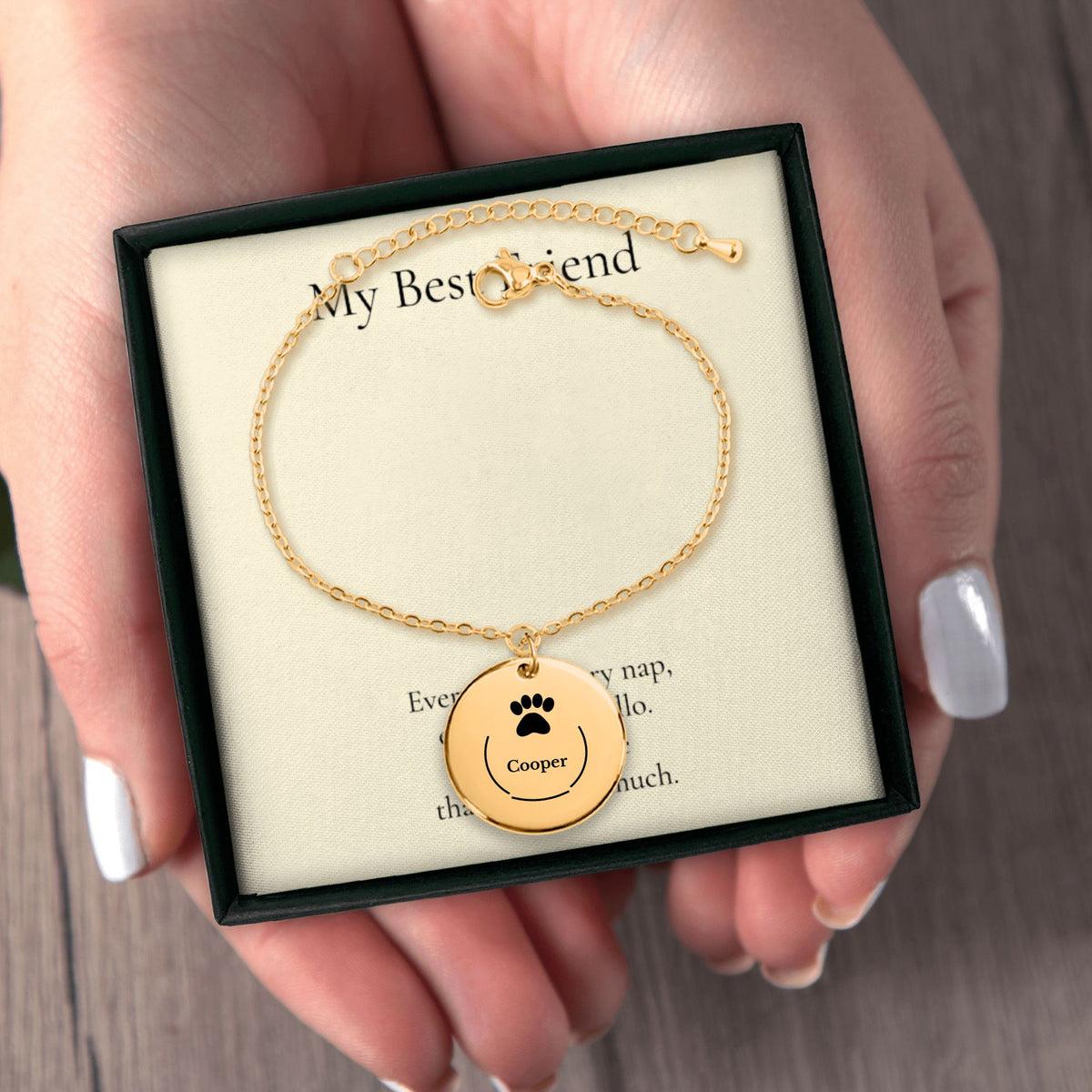 Pet Name Paw Print Coin Bracelet, Personalized Pet Lover Gift