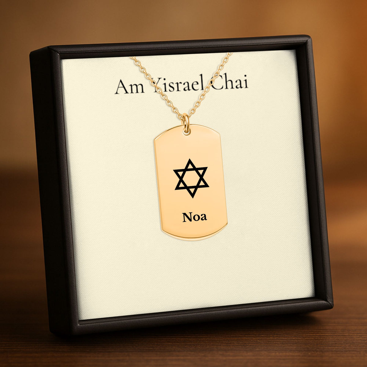 Star of David Name Tag Necklace, Personalized Jewish Gift