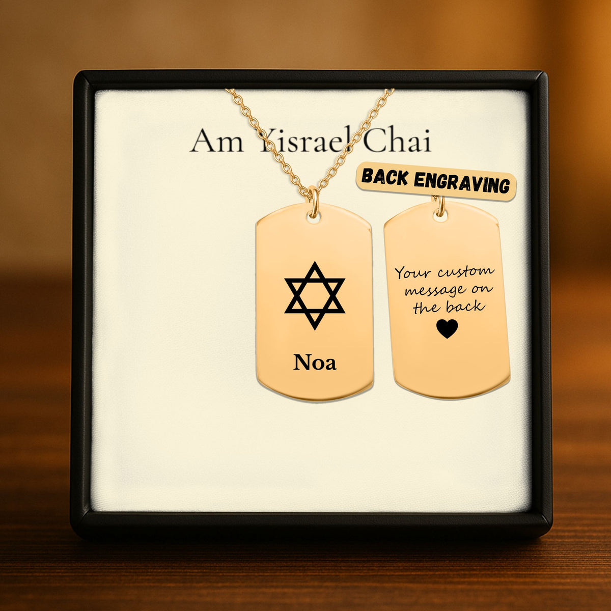 Star of David Name Tag Necklace, Personalized Jewish Gift