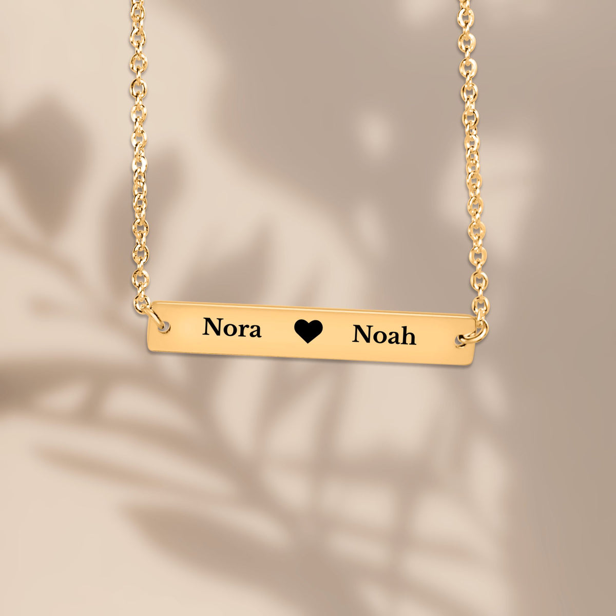 Two Names Heart Bar Necklace, Personalized Couples Gift