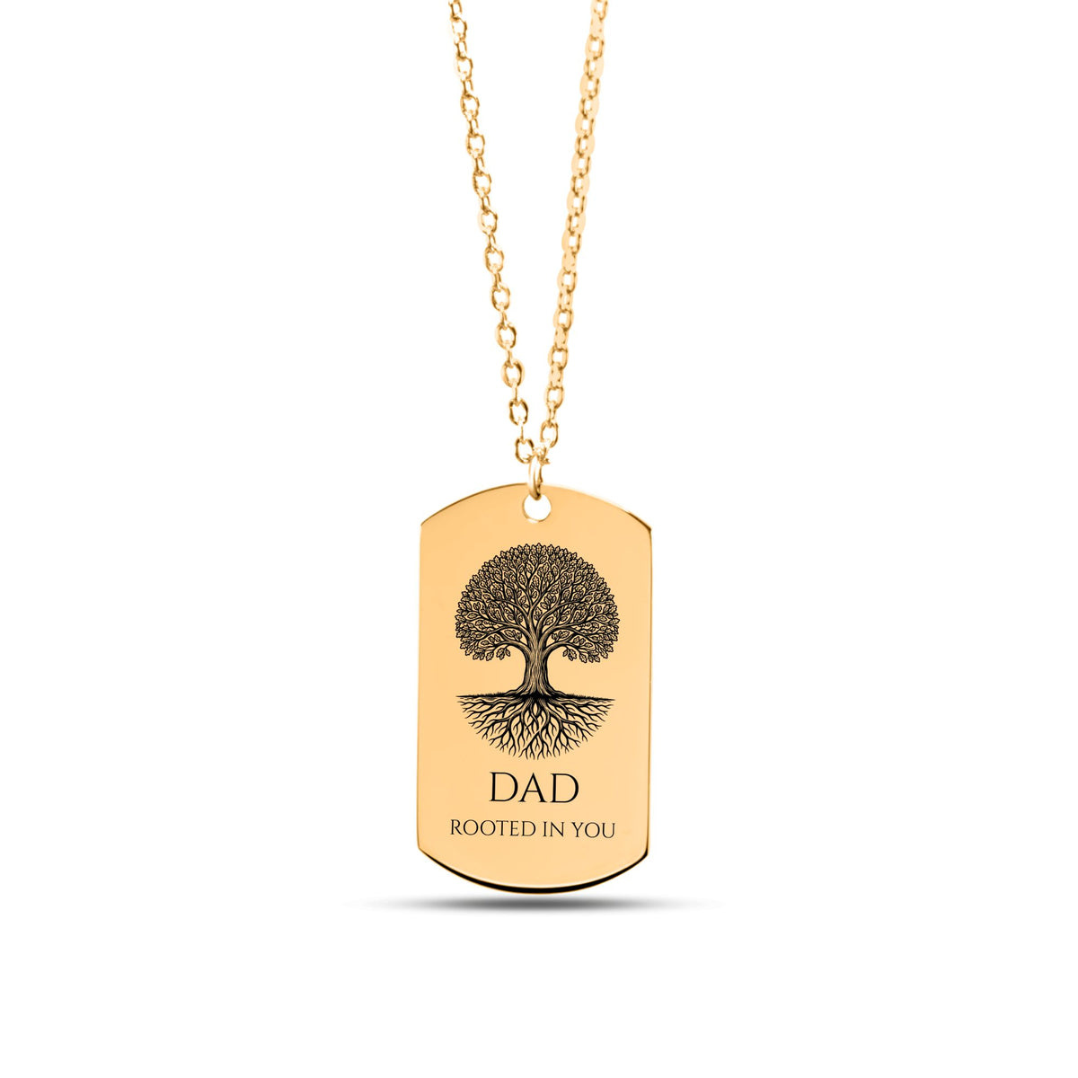 Rooted oak tree dad necklace gift set with box and message card