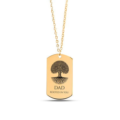 Rooted oak tree dad necklace gift set with box and message card