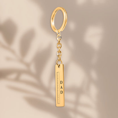 Dad ruler bar keychain with soft leaf shadows
