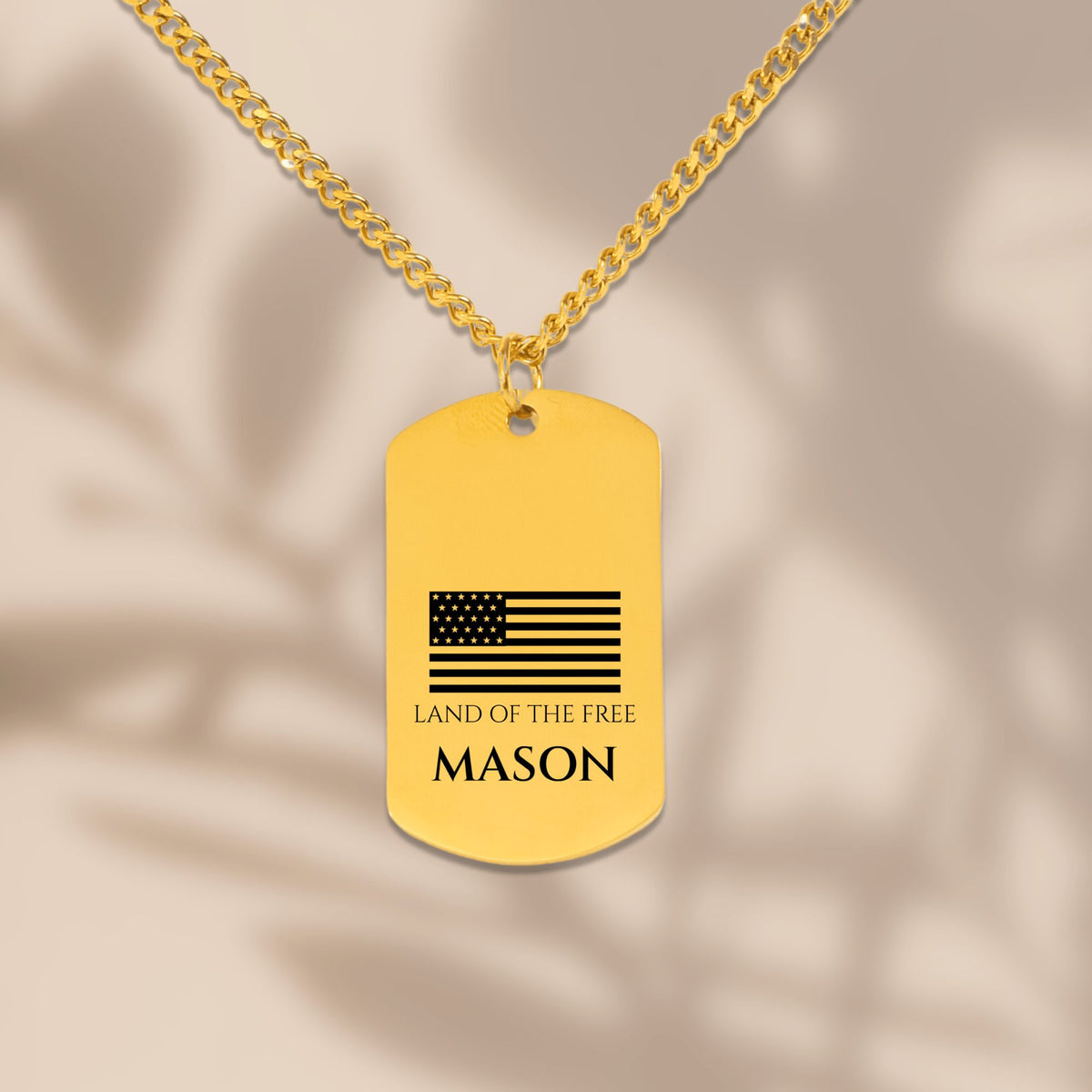 American Flag Name Dog Tag Necklace for Men, Personalized