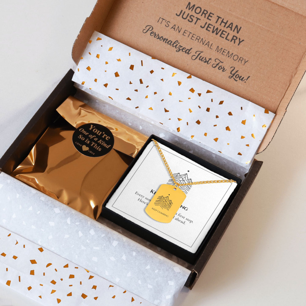 Mountain ridge necklace gift set with box and message card