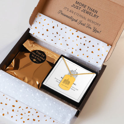Mountain ridge necklace gift set with box and message card
