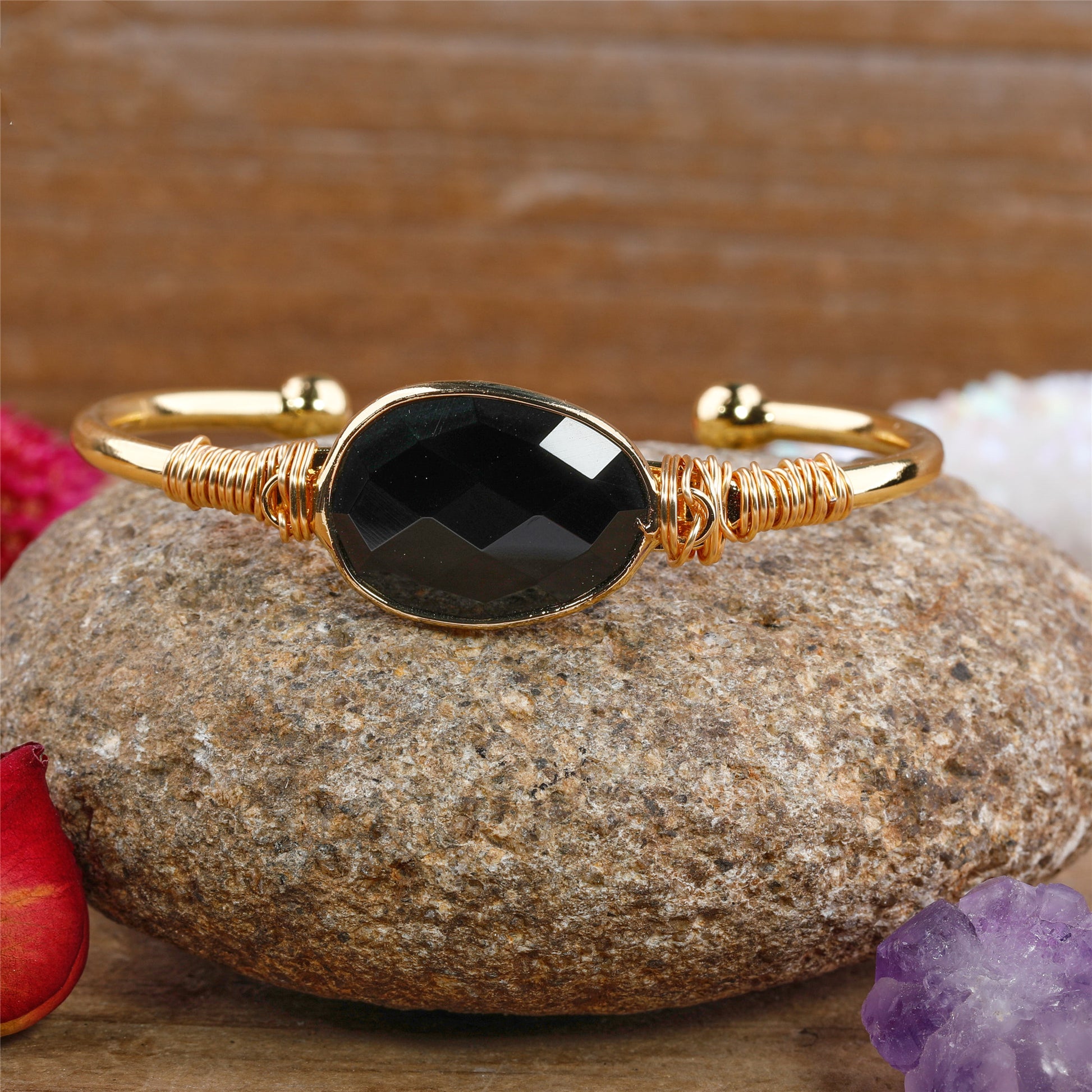 Gemstone bohemian cuff bracelet
