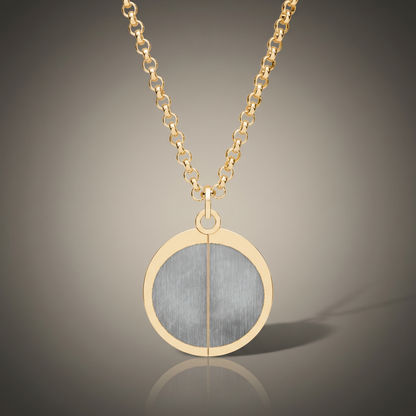 Hidden Message Circle Necklace on premium studio backdrop, high-contrast catalog shot
