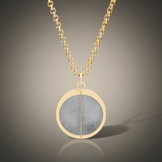 Hidden Message Circle Necklace on premium studio backdrop, high-contrast catalog shot