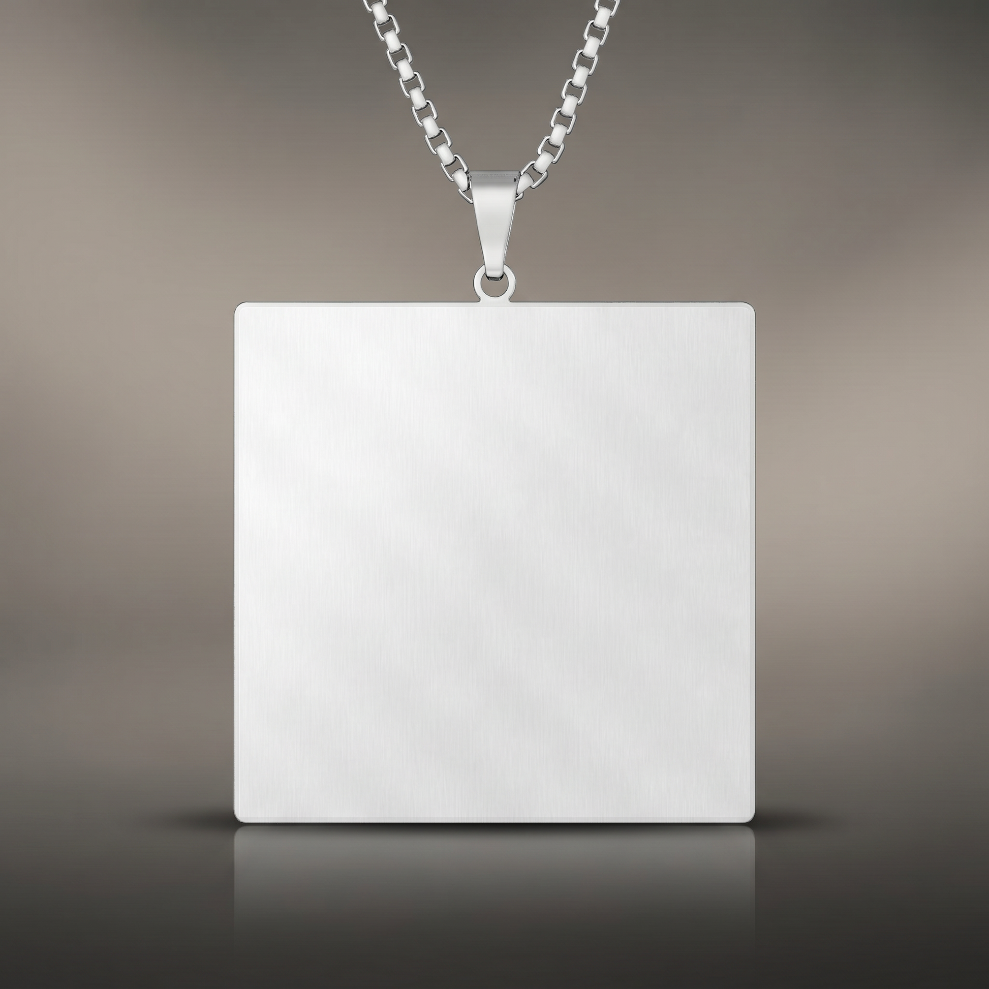 Custom Cut Photo Pendant on premium studio backdrop, blank engravable surface