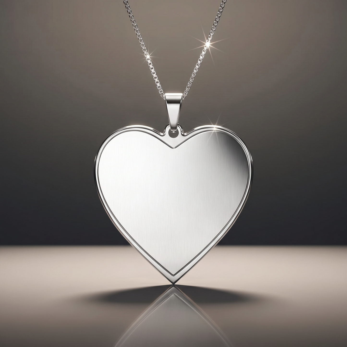 Photo Pendant Necklace Heart on premium studio backdrop, blank engravable surface