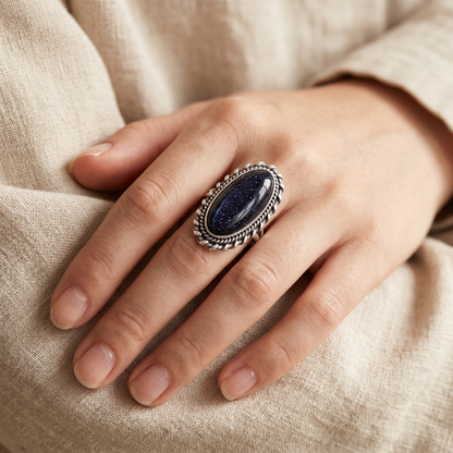 Turquoise Statement Ring — worn on hand