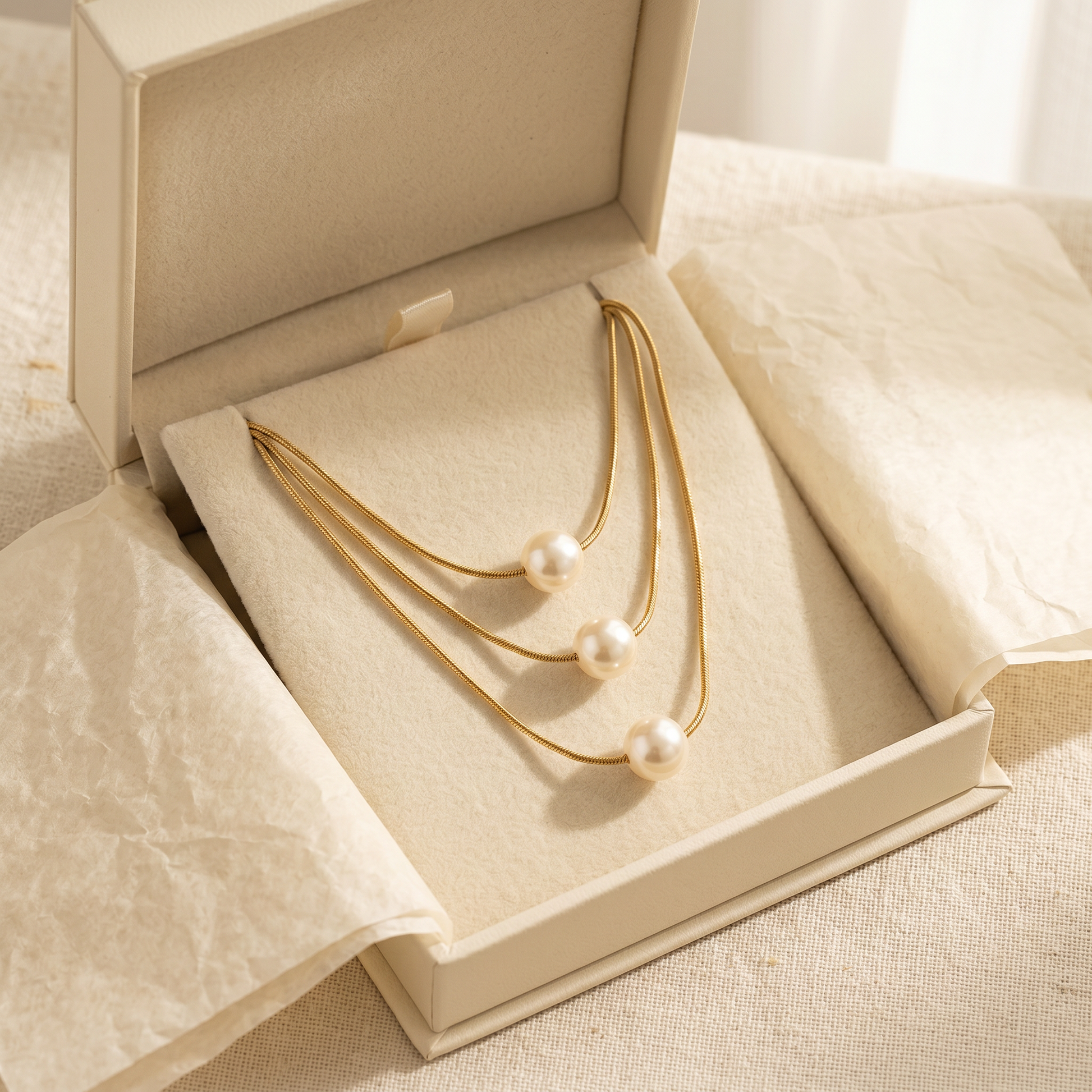 Boho Pearl Clavicle Necklace — gift box