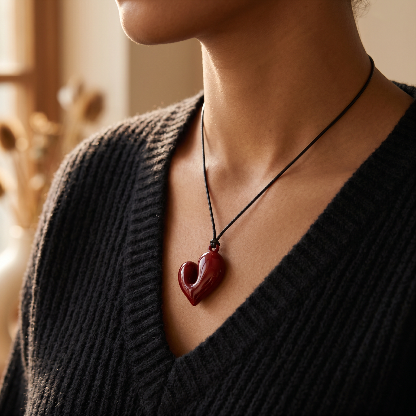 Vintage Heart Necklace — worn at neckline