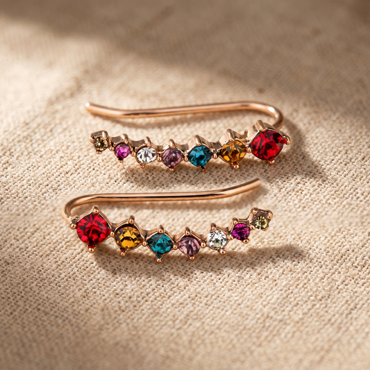 Zircon Drop Hook Earrings — macro detail
